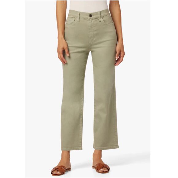 Joe's Women's Size 27 Gloss Green The Black High Rise Wide Leg Crop Jeans NWT - Picture 1 of 9